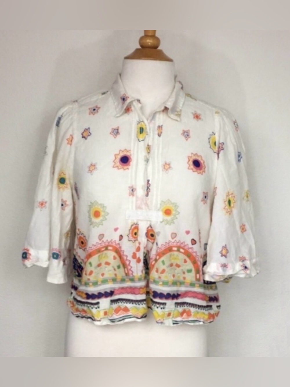 Anthropologie Maeve Womens Eliot Popover Sun Kimono Boxy Blouse Size Small Boho